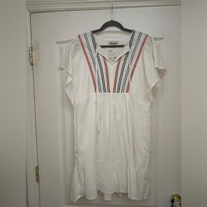 Kimono Short Sleeve White Embroidered A-Line Dress Knox Rose NWT Large